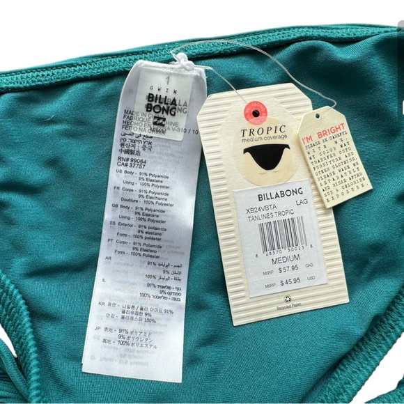 Billabong Tanlines Tropic Bathing Suit Bottoms- Size M - Picture 3 of 3